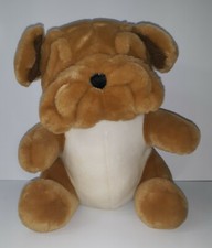 Vintage English Bulldog Plush 1987 1999 Logo Bear 9" X 7" Tan White