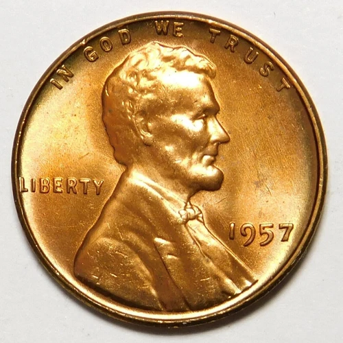 ✅ 1957 - P  Lincoln Wheat Cent Choice BU 1c BRILLIANT UNCIRCULATED From OBW Roll