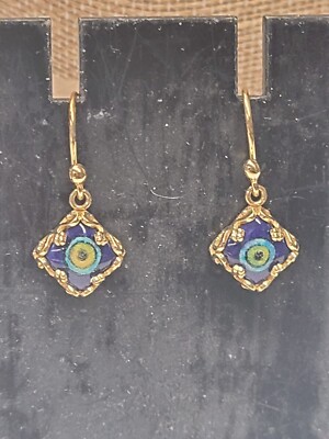 Ceramic Evil Eye 18K Yellow Gold Over Sterling Silver Earrings