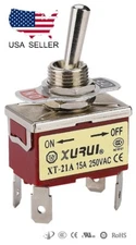 HEAVY DUTY DPST ON-OFF TOGGLE SWITCH 20A 125V, 15A 250V SPADE TERMINALS (21A)