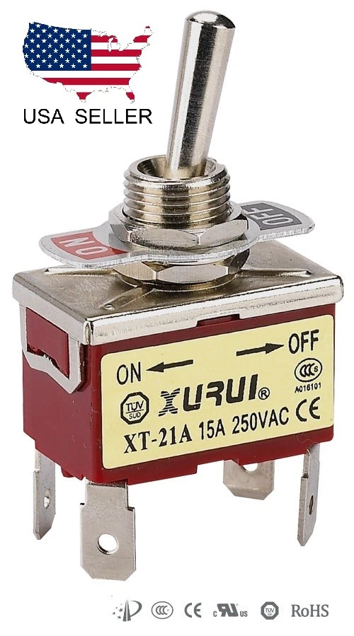 XURUI HEAVY DUTY DPST ON-OFF TOGGLE SWITCH 20A 125V, 15A 250V SPADE TERMINALS (21A)