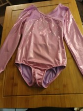 Cat  Jack long sleeve pink bling gymnastics leotard large 10 12 NWT HCB