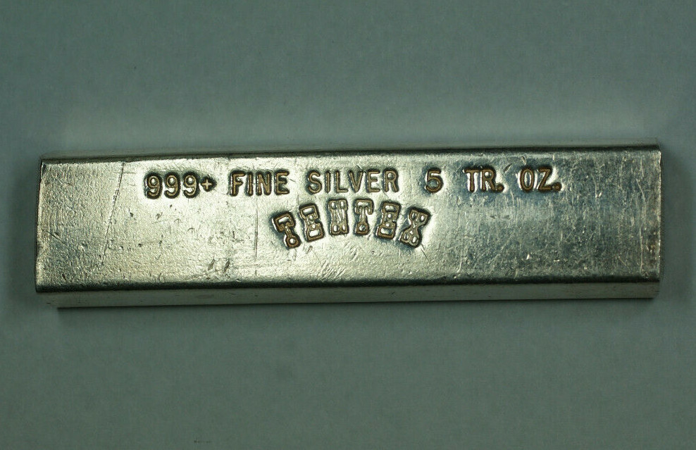 Early Tentex 5 Troy Oz. .999+ Fine Silver Bar Ingot | eBay