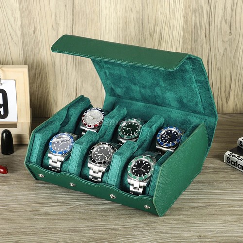 4/6/8 Slots Genuine Leather Watch Roll Display Case Watches Jewelry Storage Box - Picture 12 of 36