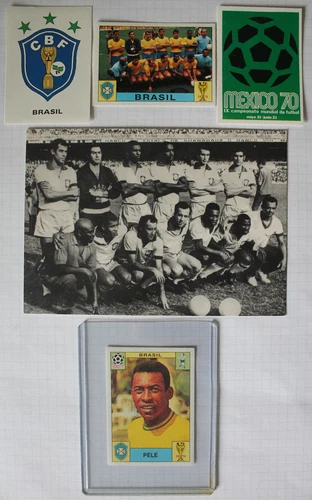 FOOTBALL 4 x PANINI + 1 x BERGMANN WORLD CUP WC 1970 MEXICO No 38 PELE BRAZIL BRAZIL