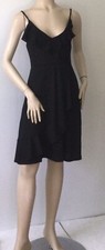 ZARA Black Crepe Texture Ruffle Thin Strap Sleeveless Dress (Size S)