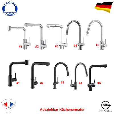 360° Drehbar Edelstahl Ausziehbar Spültischarmatur Küchen Wasserhahn Amatur DHL