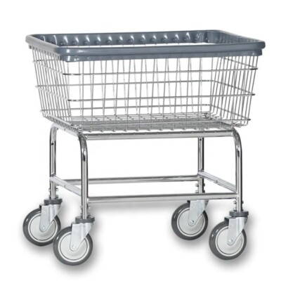 R&B Wire  100E Heavy Duty Wire Laundry Cart | 2.5 Bushel | Steel Frame Casters
