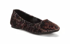 Lucky Brand Emmie Round Toe Ballet Flats Black Multi Paisley Velvet- CHOOSE SIZE