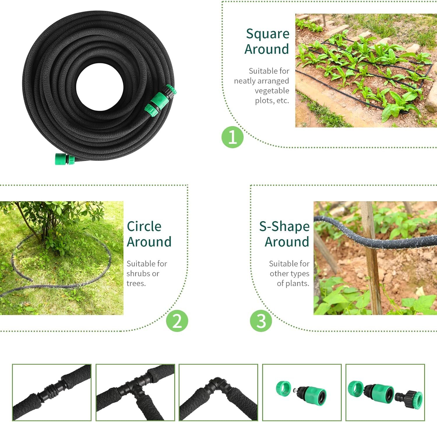 Perlschlauch 50m Tropfbew&auml;sserungs-Set, Tropfschlauch, Sehr Hohe Qualit&auml;t, Hergestellt In EU (16 Mm/1,6 LPH, 125 Tropfschlauch Bew&auml;sserung 50m