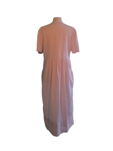 VTG Barbizon Nightgown Robe Red White Polka Dots M/S Buttons Lace Ribbon Long - 第 5/6 張圖片