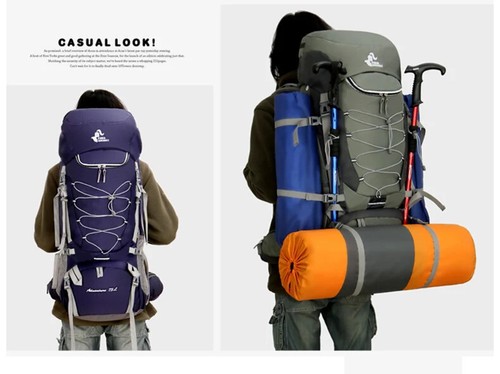 75L Camping Backpack Hiking Bag Sport Outdoor Bags Rain Cover Travel Climbing - Picture 24 of 32