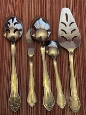 International Stainless Flatware Rose Tiara Serving Set Of 5 Floral