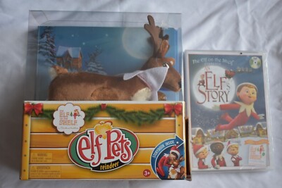 ELF ON THE SHELF ELF PETS REINDEER W/ STORYBOOK & ELF STORY DVD BUNDLE BOTH NEW!