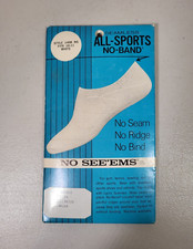 Vintage Seamless All-Sport No Band White Sock Fits 10-11 Cotton Nylon NOS
