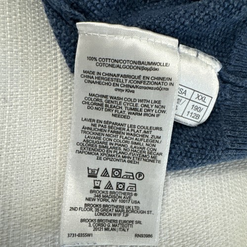 Suéter Brooks Brothers 1/4 Cremallera Para Hombre Talla 2XL 100% Algodón Azul Clásico - Imagen 11 de 11