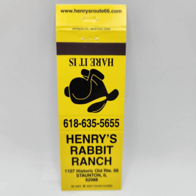 Vintage Matchcover Henry's Rabbit Ranch Staunton Illinois | eBay