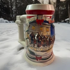 2001 Budweiser Holiday Beer Stein W/Box & COA Clydesdales Holiday At The Capital