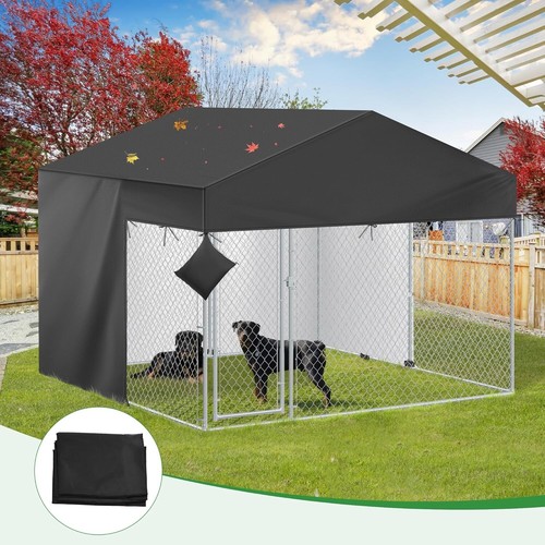 Outdoor Dog Kennel Cover (Half Cover), 10'Dx10'W 600D Heavy Duty Kennel Cover - Picture 5 of 8