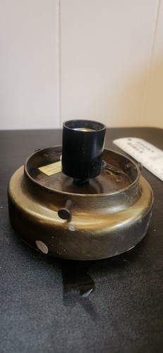 Vintage Deckenhalterung Leuchte Antik Messing Glasschirm - Bild 3 von 15