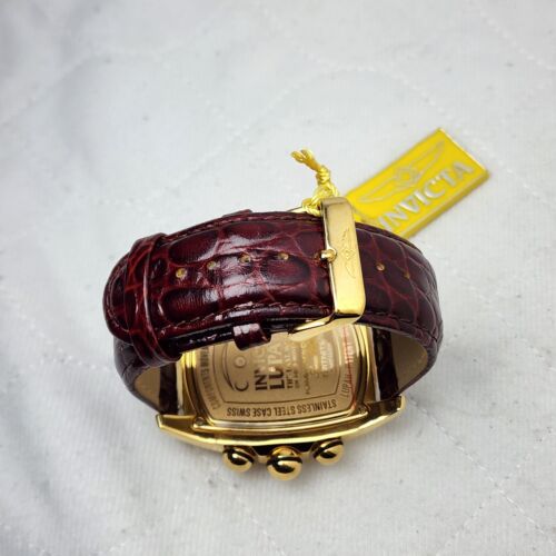 RARE INVICTA LUPAH 1028 SPECIAL EDITION QUARTZ GOLD FACE MEN'S WATCH NEW BATTERY - Picture 6 of 10