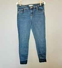 LOFT Women's Jeans Size 10/30 Distressed Leg Modern Skinny Ankle Dark Wash