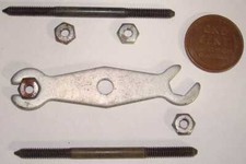 VINTAGE SLOT CAR RACING CHASSIS PARTS UNKNOWN THREADED AXLES JAM NUTS WRENCH