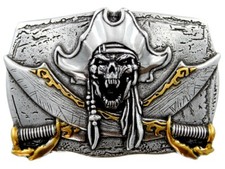 Antique 3D Pirate Skull Buckle Cool Belt Buckle fits up to 1-1/2" 38mm strap