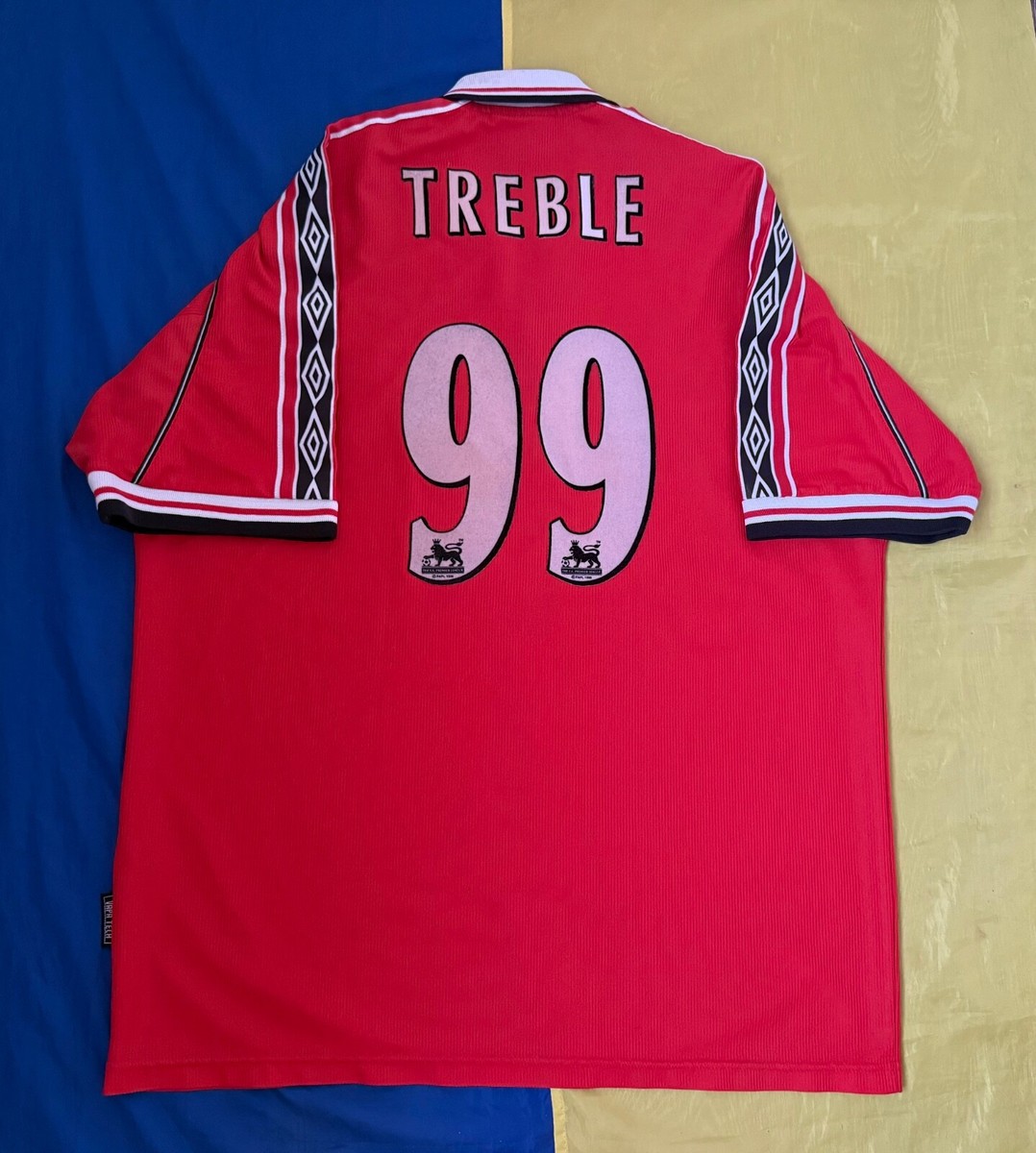 MANCHESTER UNITED 1999 HOME #99 TREBLE RARE VINTAGE SOCCER JERSEY