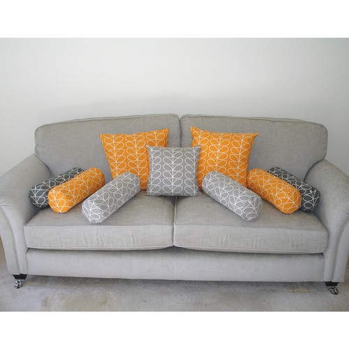 Orange Cushion Cover 20x20 Papaya Orla Kiely Linear Stem Retro 20" - Picture 2 of 2