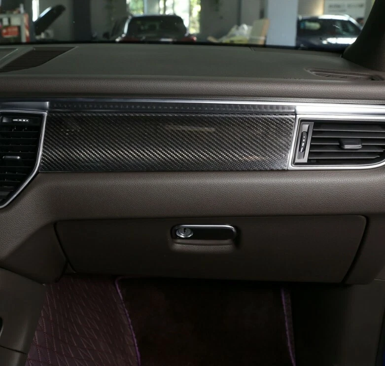 Cubierta de consola central de fibra de carbono real de 3 piezas apta para Porsche Macan 2014-17 Foto 4 de 4