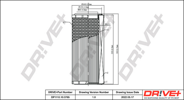 Dr!ve+ DP1110.10.0765 Luftfilter FüR ,Aebi,Case IH,CLAAS,DEUTZ-FAHR,FIAT,HATTAT-image