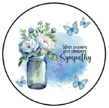 WITH PRAYERS AND DEEPEST SYMPATHY ENVELOPE SEALS LABELS STICKERS PARTY FAVORS
