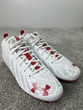 Size 10.5 Under Armour Spotlight 4D Foam Football Cleats White Red 3023963-101