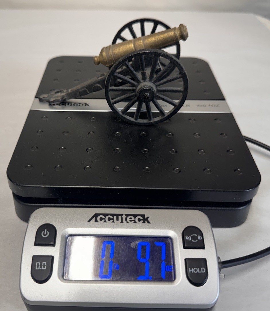 2x Desktop small Brass and Cast Iron Mini Cannon 1/2 & 1/4 Model (MFCO) 3" & 5"