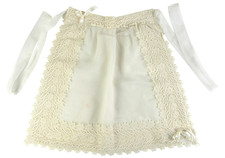 Vintage Sheer Lace Half Apron Ivory Organza Ribbon Tie Cottagecore Unbranded