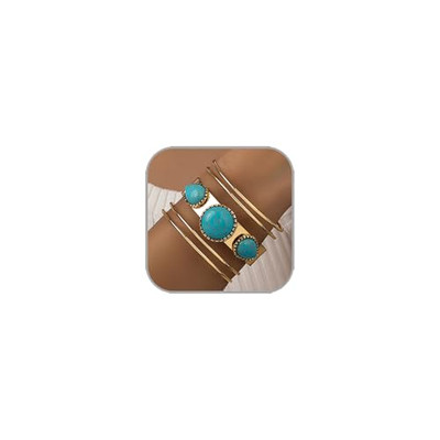 Turquoise Chunky Cuff Bracelets for Women Gold/Silver Punk Vintage Wide style2