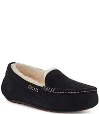 UGG Women's Ansley Water-Resistant Suede Wool Lined Moccasin Slippers AUTHENTIC