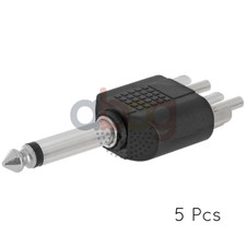5PCS 6.35mm Mono Male Plug to 2 RCA Male Plug Adapter Speaker Cable Y Splitter