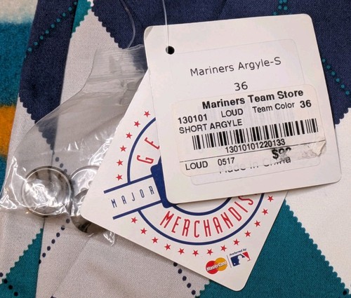 NWT Seattle Mariners Loudmouth Argyle Golf Shorts Chino Size 36 Inseam 11" NEW - Picture 2 of 5