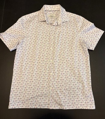 Bugatchi Milo OoohCotton  Birds of Paradise Print Short Sleeve Button-Up Size L