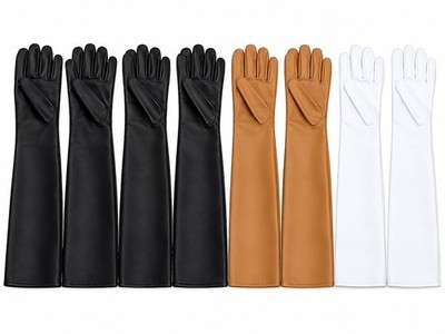 Touch Screen Real Sheep Leather Gloves Long style Black Burgundy Multi Color