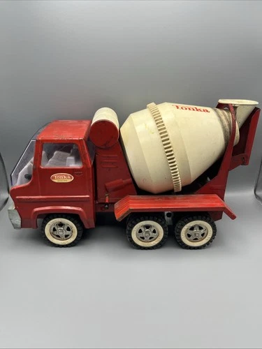 Vintage 1960's Tonka Red Cement Mixer Concrete Pressed Steel Truck Gas Turbine