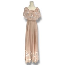 BHLDN Brittany Off the Shoulder Blush Pink Beaded Embroidered Maxi Dress, Size 6