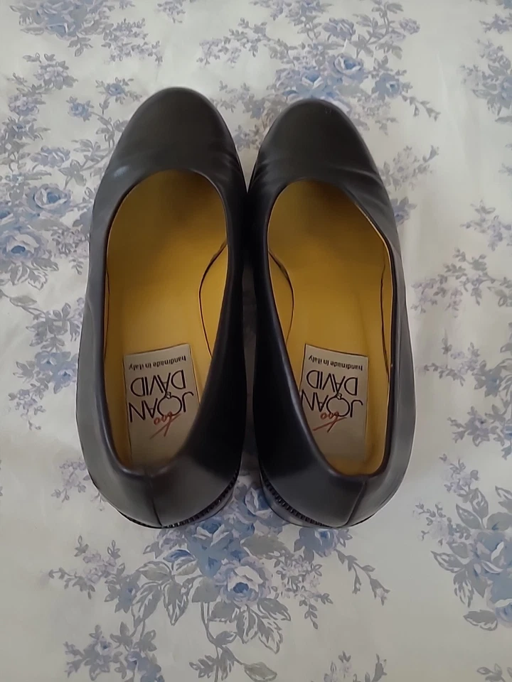 Туфли-лодочки Joan & David на каблуке 2,25 дюйма черные ручной работы в Италии - размер 8 - кожа - винтажные - Изображение 3 из 4