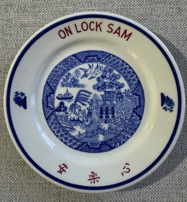 Vintage On Lock Sam Restaurant Plate   Jackson China Blue Willow   Historic