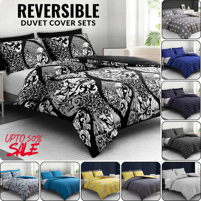 Luxus Bettbezug Set Wendebettbezüge Doppel Bettwäsche Sets King Size UK
