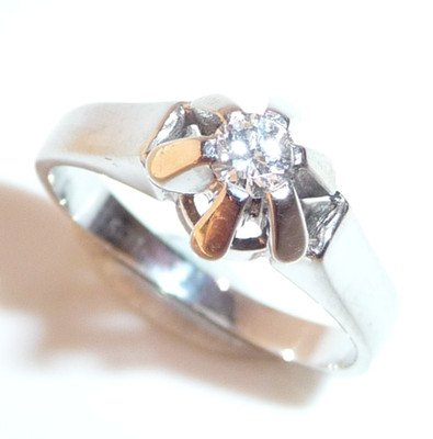 Ring 585 white gold 1 solitaire brilliant size: 50/15.9 mm changeable 3.5 g