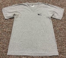 Vintage Nike Soccer V Neck T Shirt Mens Medium Gray Made in USA Swoosh
