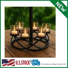 Seraphic Iron Circular Table Centerpiece Candle Holder for Weddings, Patio,